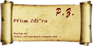 Pflum Zóra névjegykártya